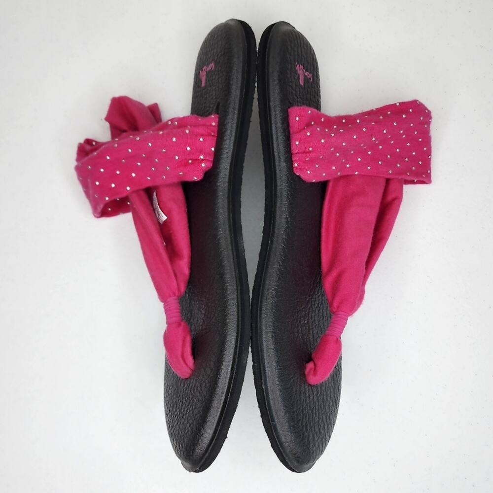 Sanuk Yoga Sling 2 Pink With Silver Polkadots Size 10 - Picture 3 of 7